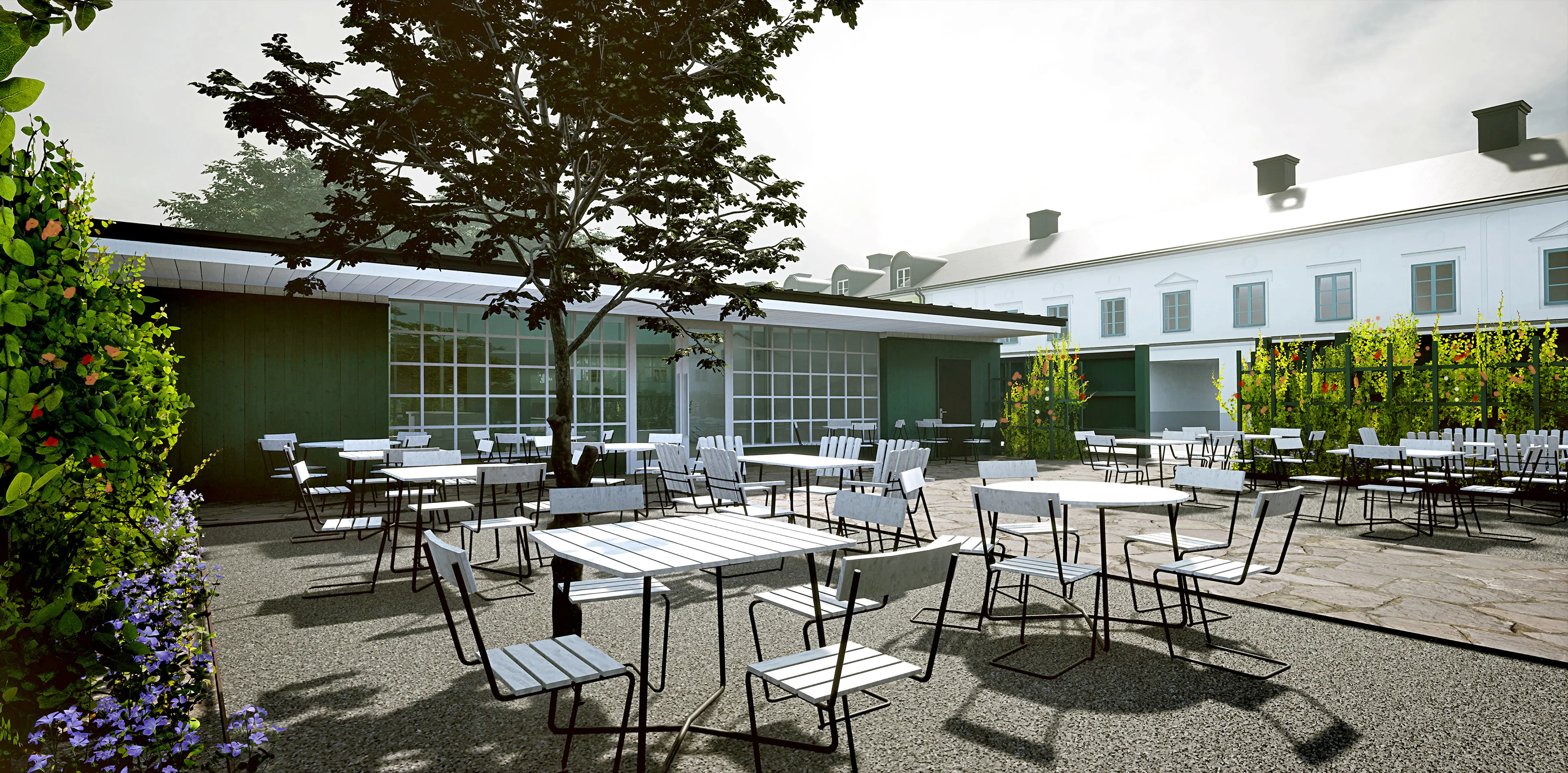 Rendering av denf ramtida paviljongen vid Linnéträdgårdens entré.