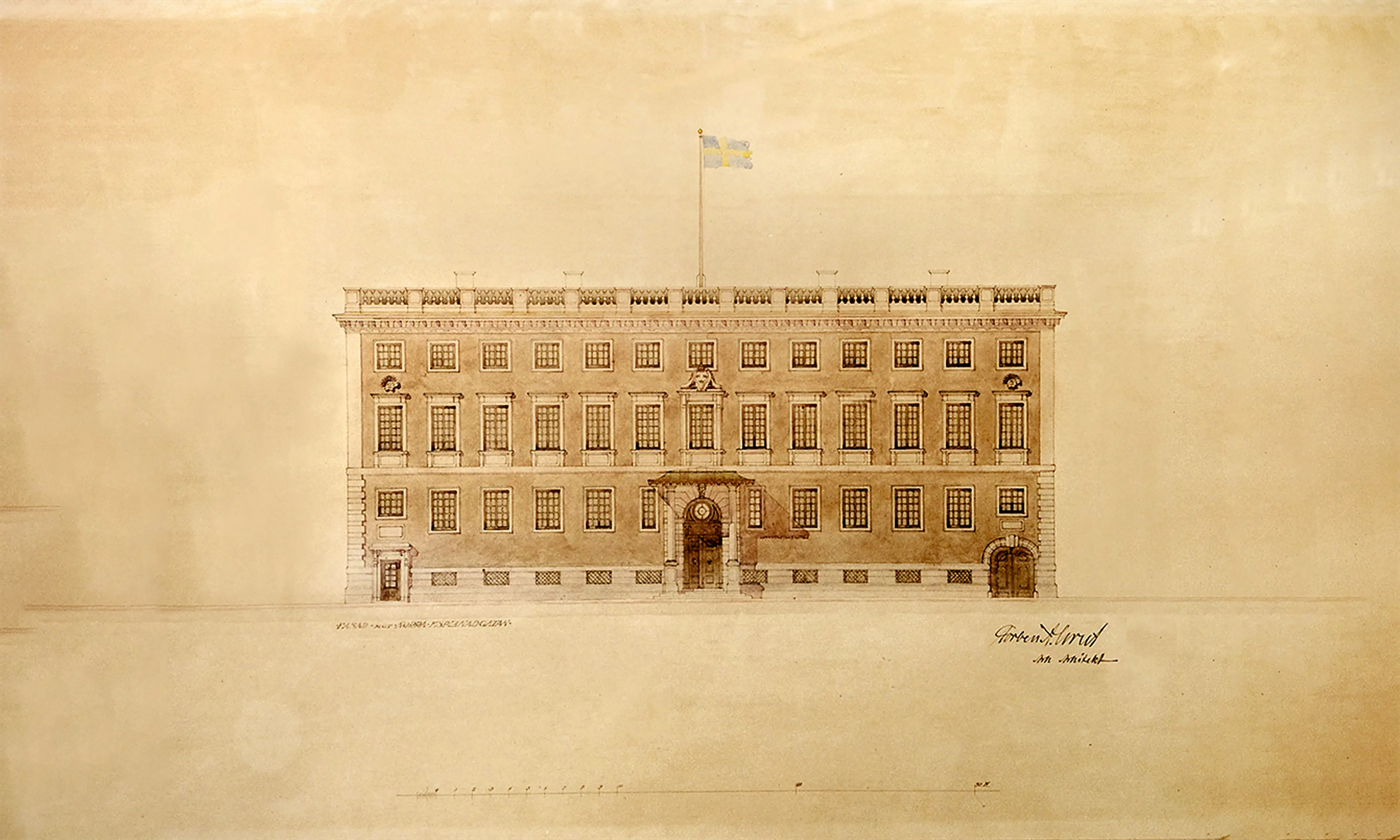 Ritning av Sveriges ambassad i Helsingfors