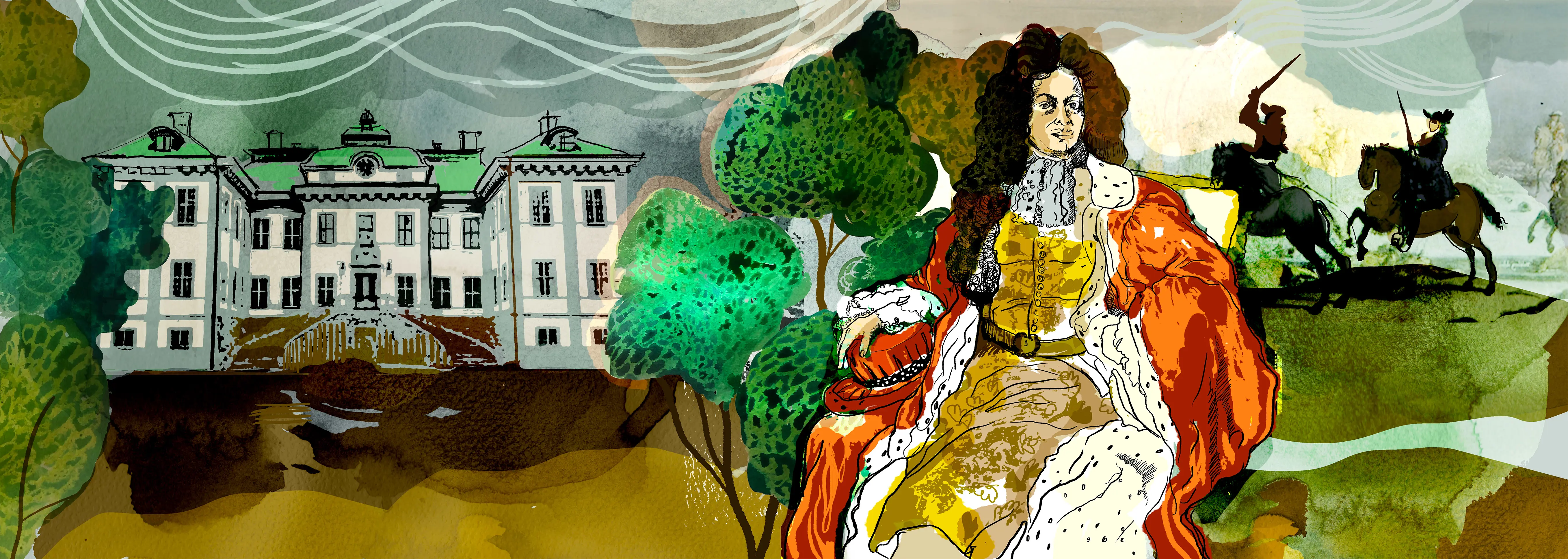 Illustration med Nils Bielke vid Salsta slott.