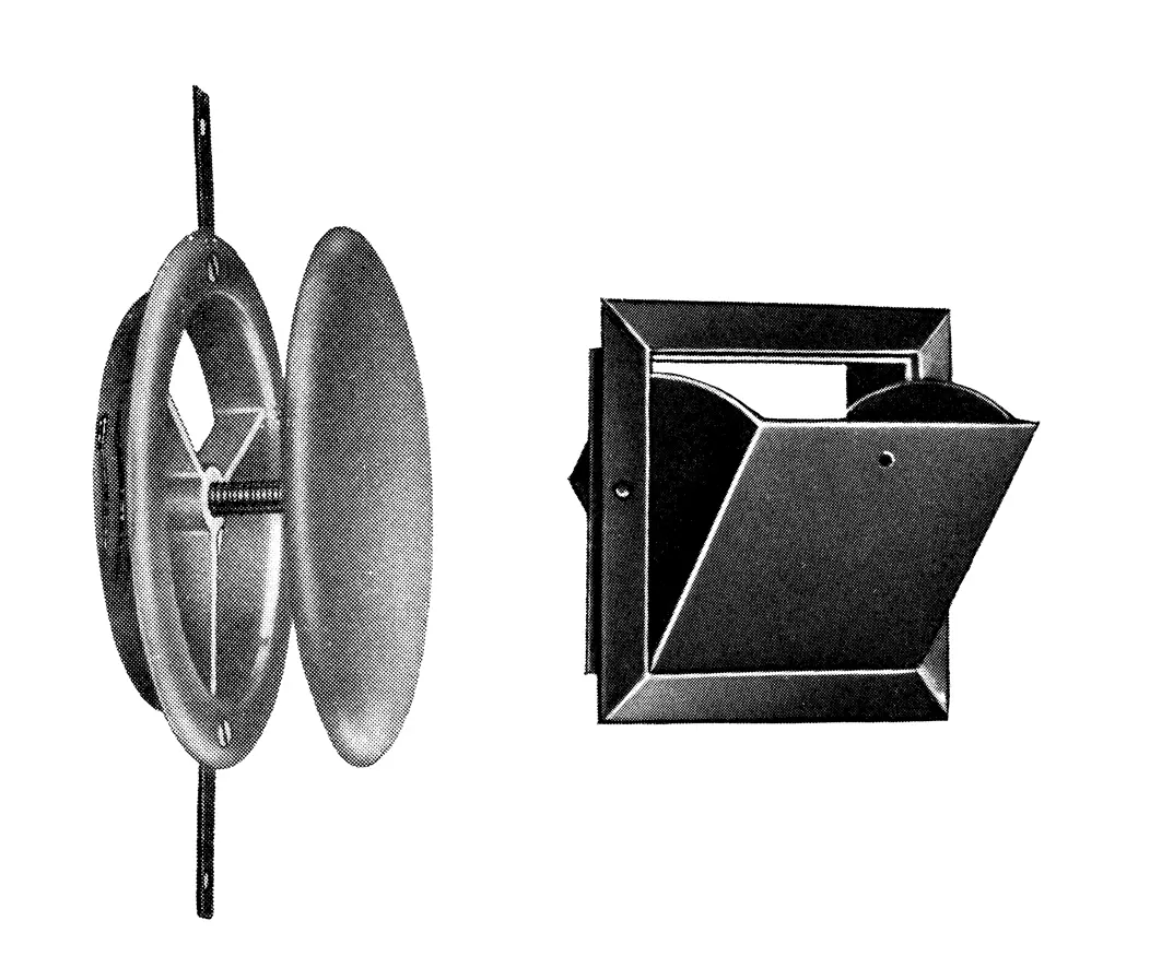 Svartvita skisser på två olika typer av ventiler.