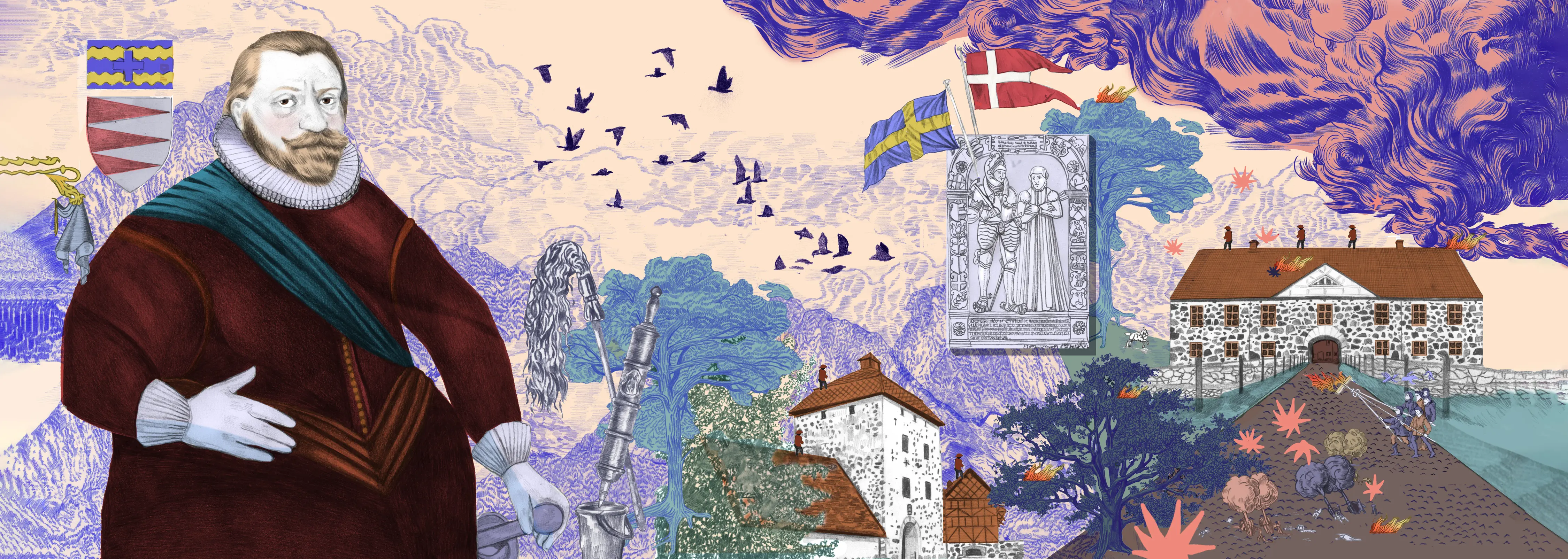 Illustration av Hovdala slott och Simon Grubbe.
