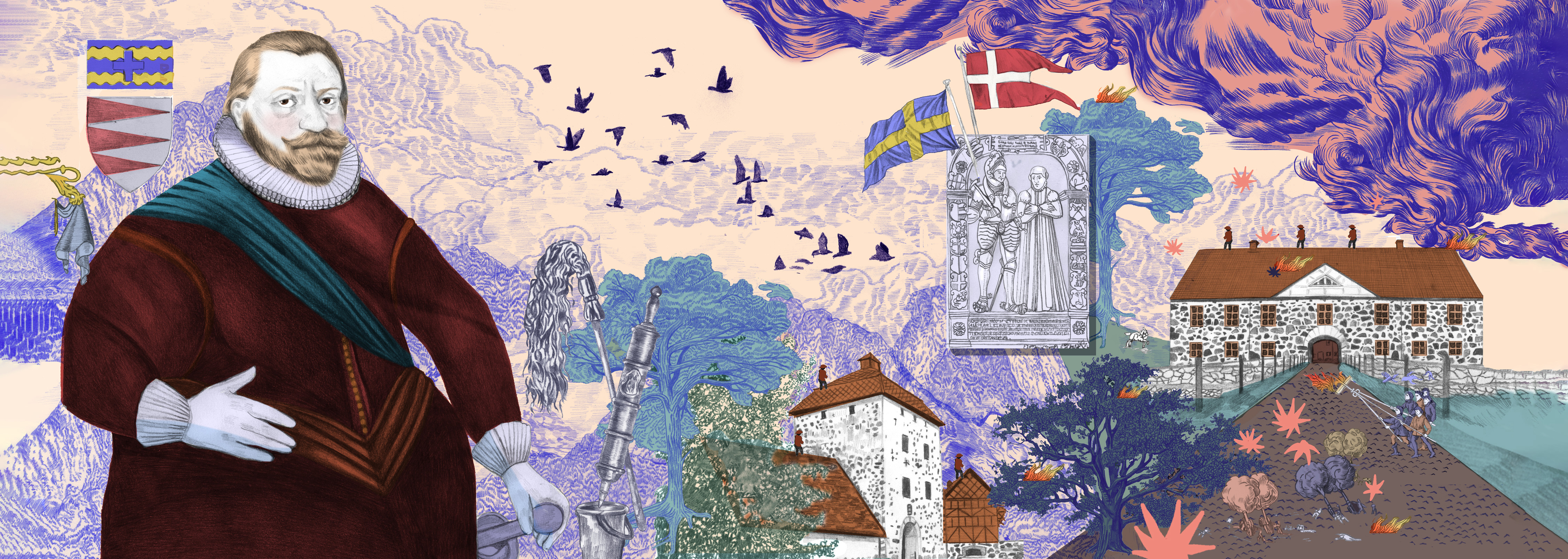 Illustration av Hovdala slott och Simon Grubbe.