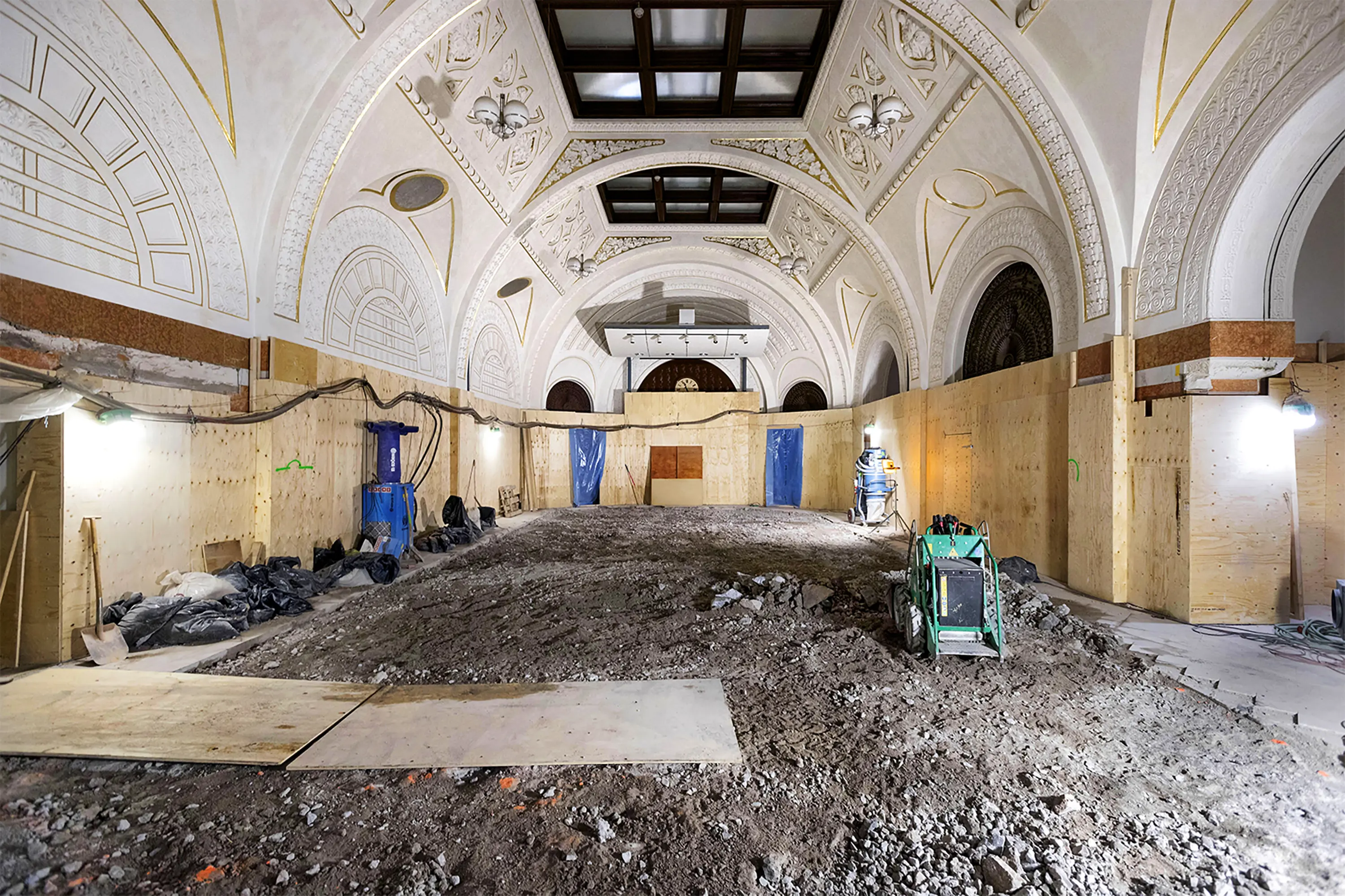 Skånebankens bankhall i Rosenbad under renoveringen 2020