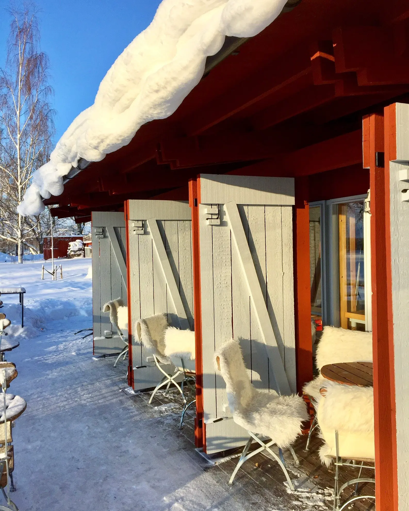 Vinterbild från Ornässtugans kafé.
