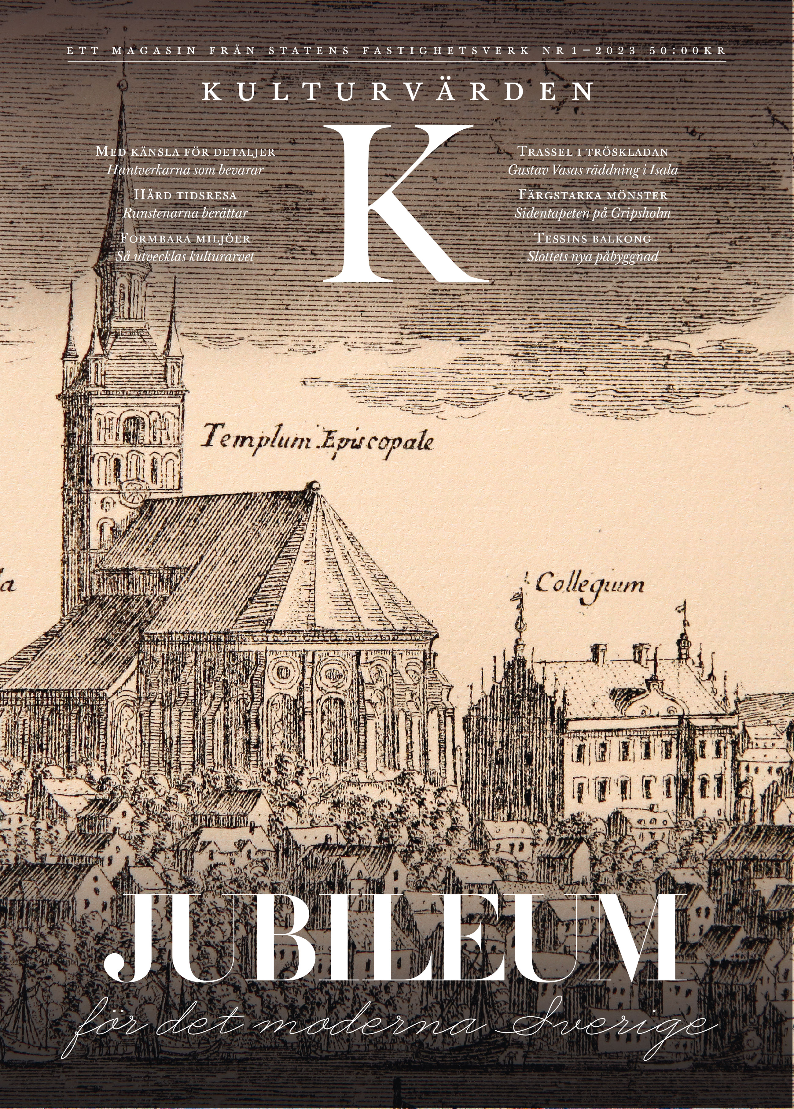 Kulturvärden 1, 2023 - utsnitt av Strängnäs och Roggeborgen ur Suecia Antiqua et Hodierna