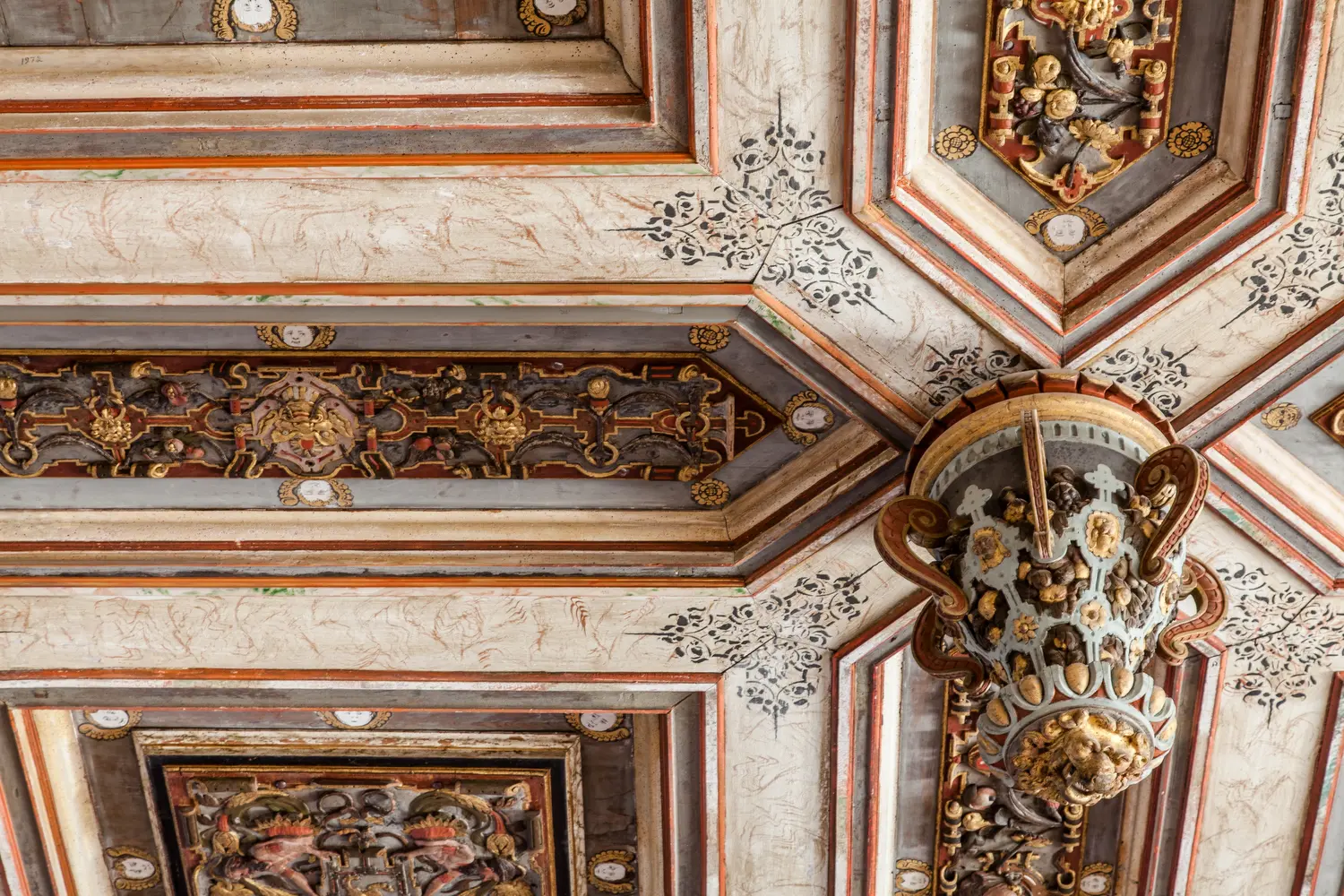 Kassettaket i Gyllene salen på Kalmar slott.