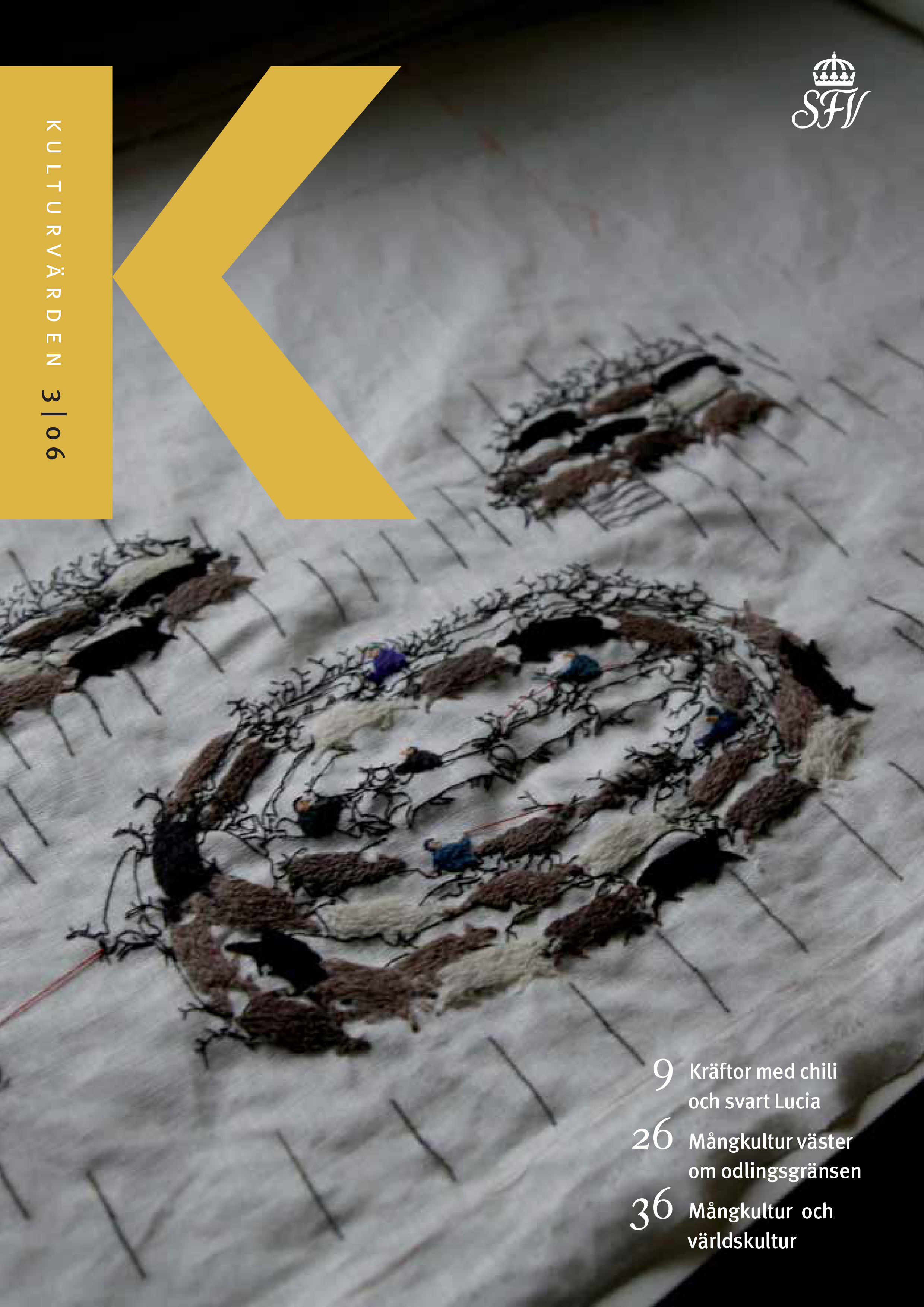 Renskiljning på ett 23 meter långt broderi om samernas historia av Britta Marakatt Labba.