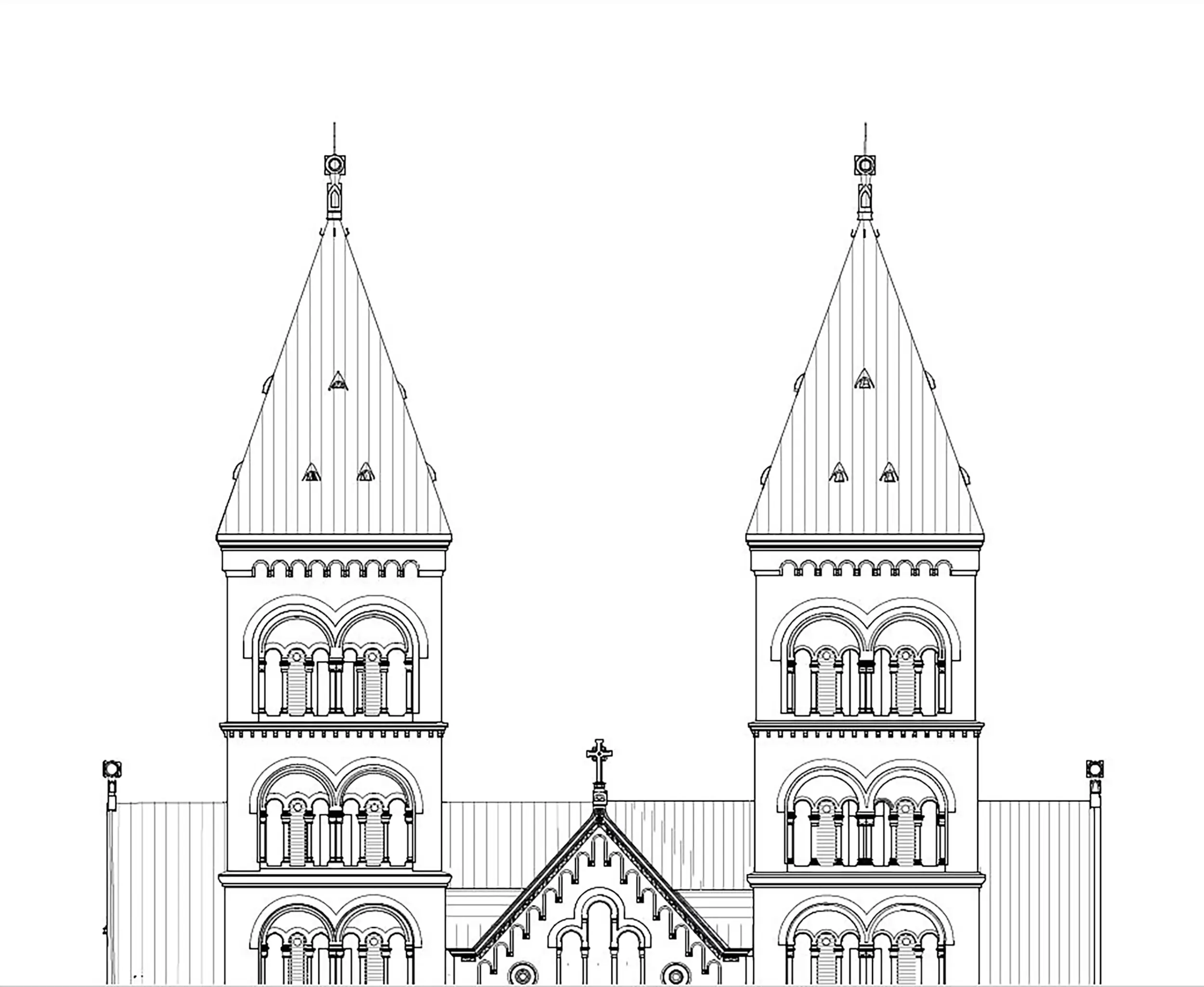 Illustration av det nya taket på Lunds domkyrka.