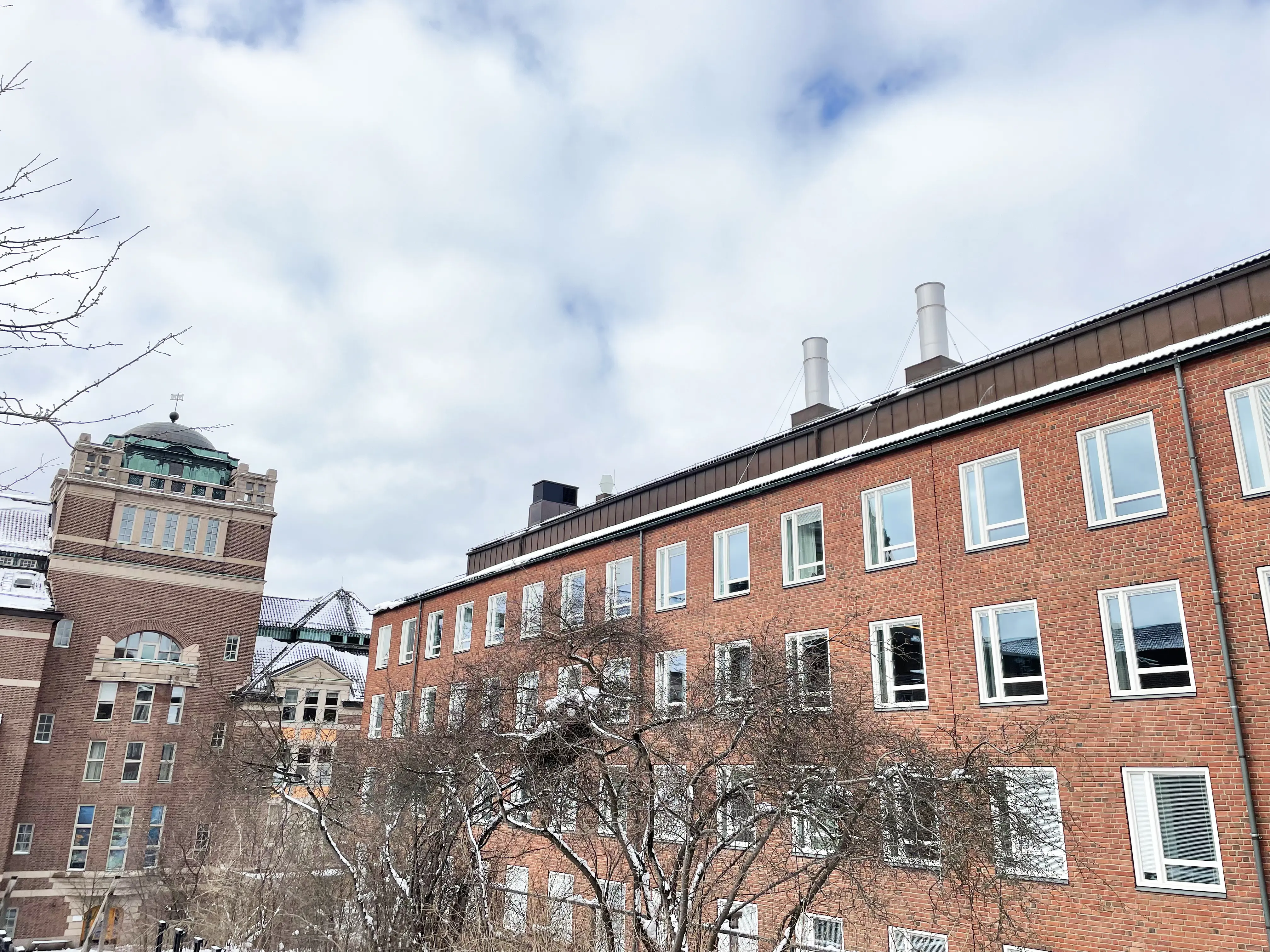 Före detta kemiska övningslaboratoriet intill naturhistoriska riksmuseet. Vinter och snö.